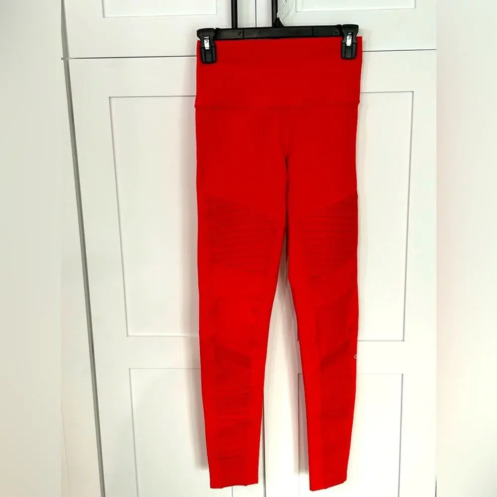 Alo Yoga High Waist Cherry Moto Leggings Red Size S NWT Sculpting Yoga Pants